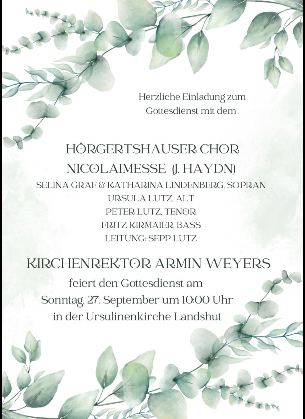 Gottesdienst Ursulinenkirche Landshut